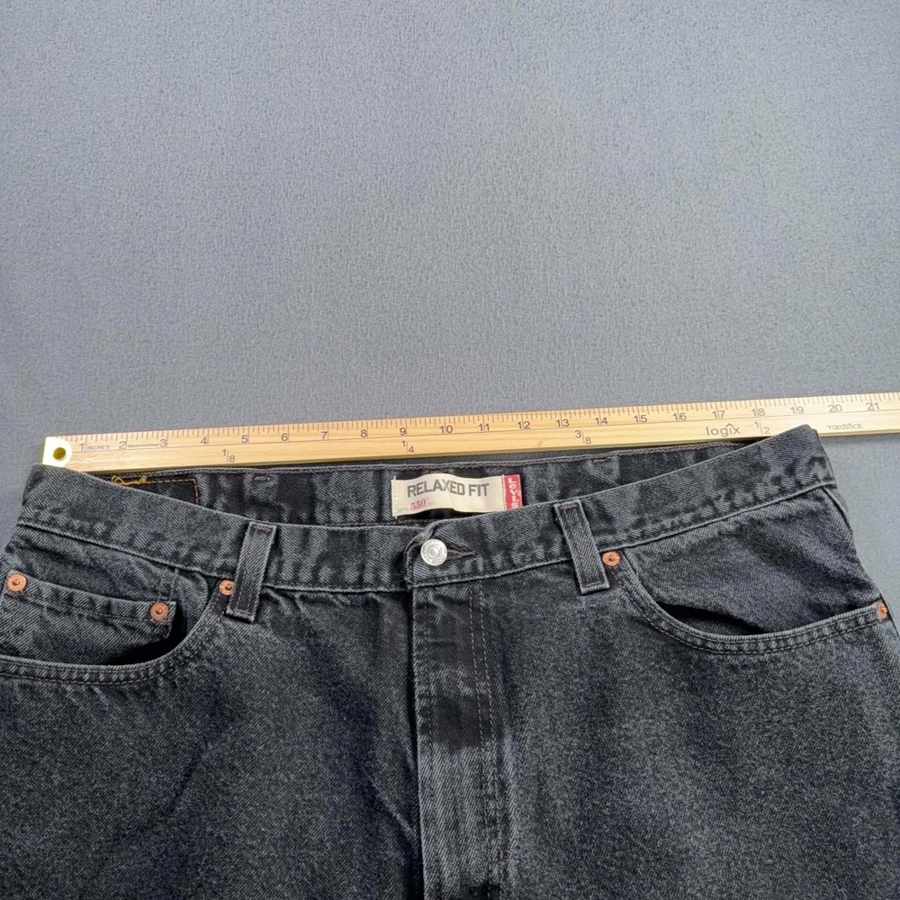 Levis 550 Mens Black Jeans Classic Relaxed Fit High Rise Y2K Meas.38x30.5 HEMMED - Picture 12 of 13
